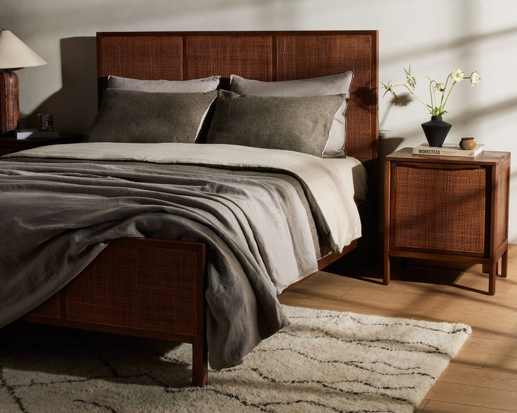 Caned Mano Bed, Brown Wash