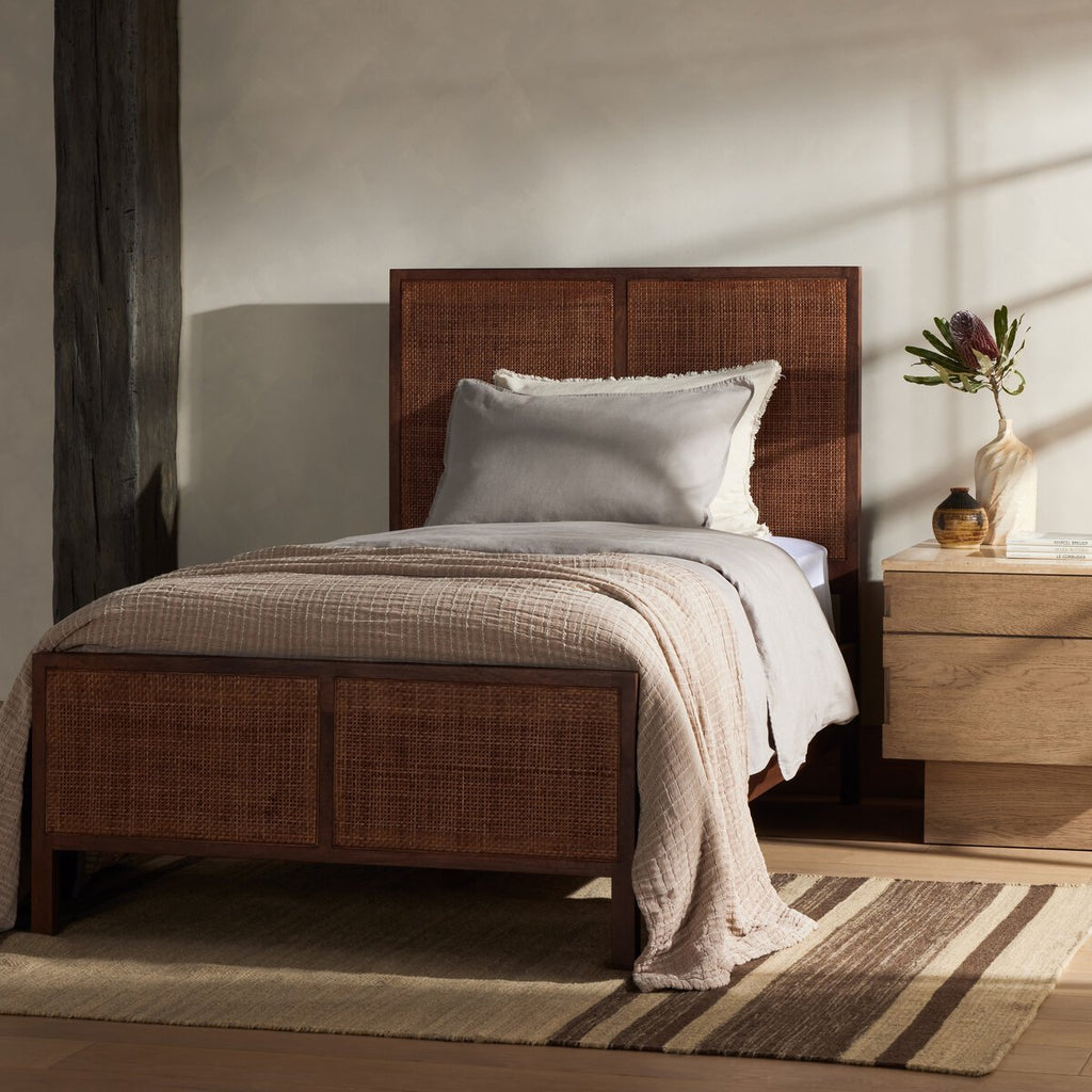 Caned Mano Bed, Brown Wash