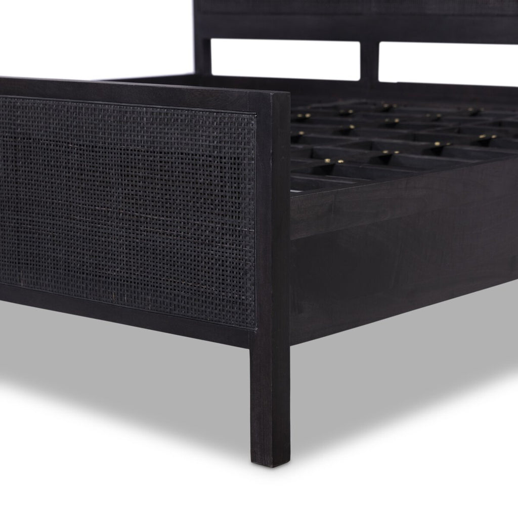 Caned Mango Bed, Black Wash