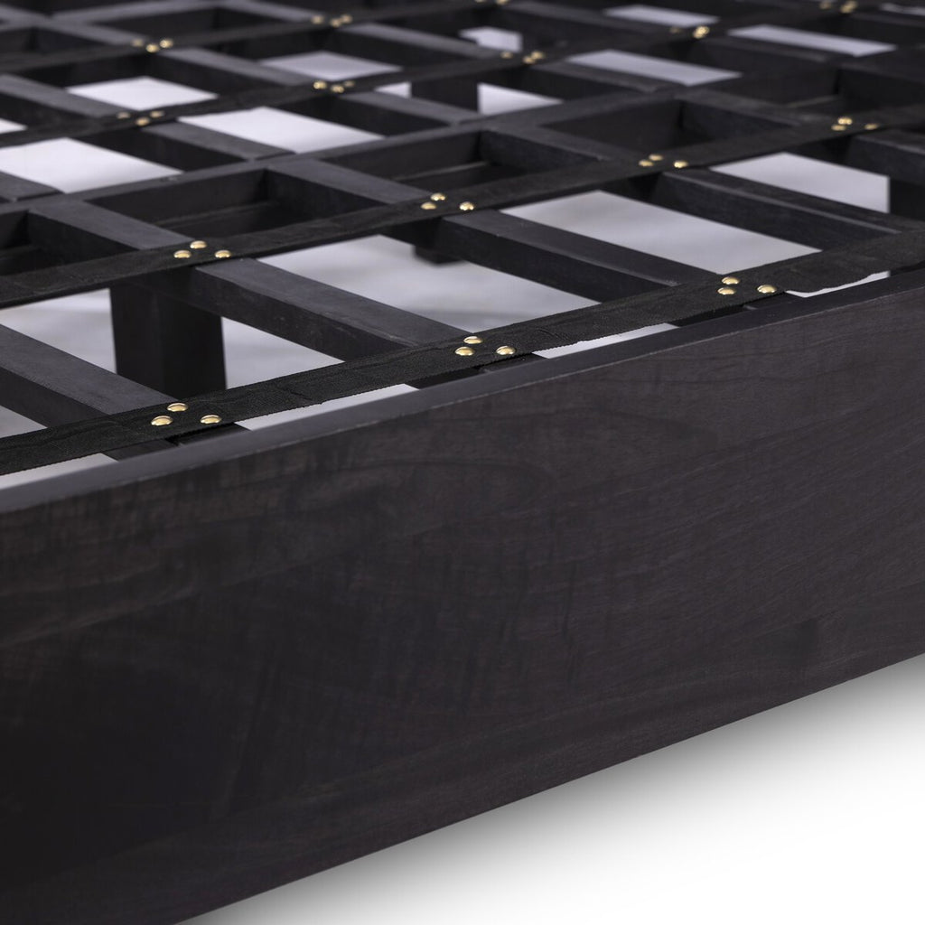 Caned Mango Bed, Black Wash