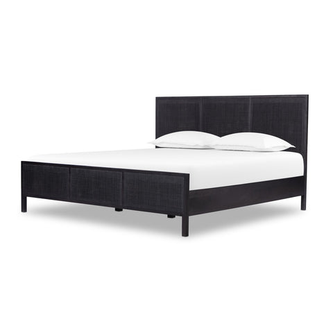 Caned Mango Bed, Black Wash