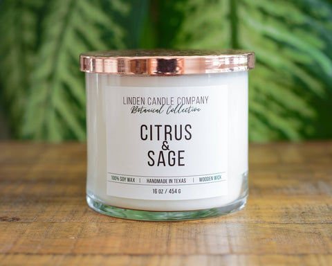 16oz Citrus & Sage Farmhouse Candle - Sage InteriorsLinden Candle Companycandle