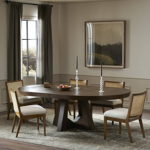 Round To Oval Double Extension Dining Table