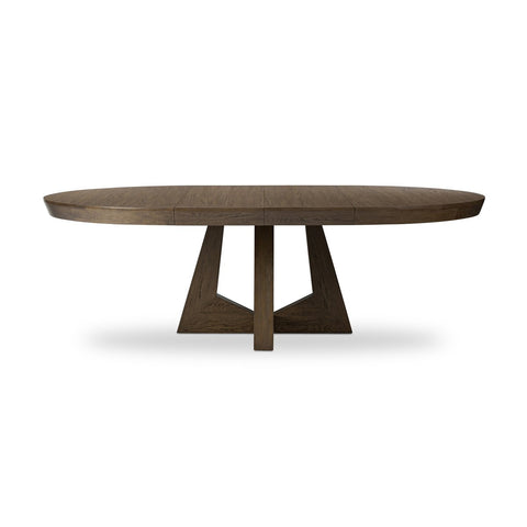 Round To Oval Double Extension Dining Table