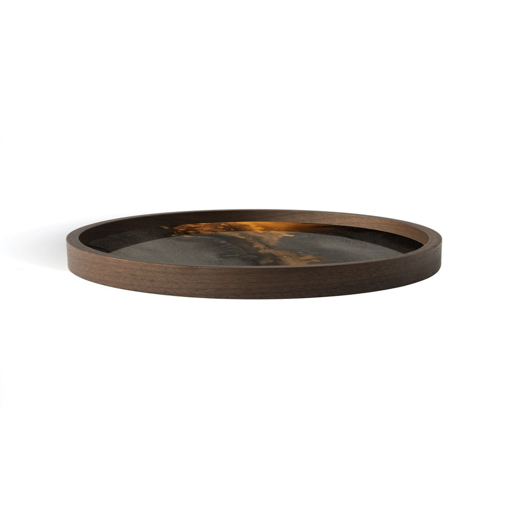 Bronze Organic Glass Round Valet Tray 24'