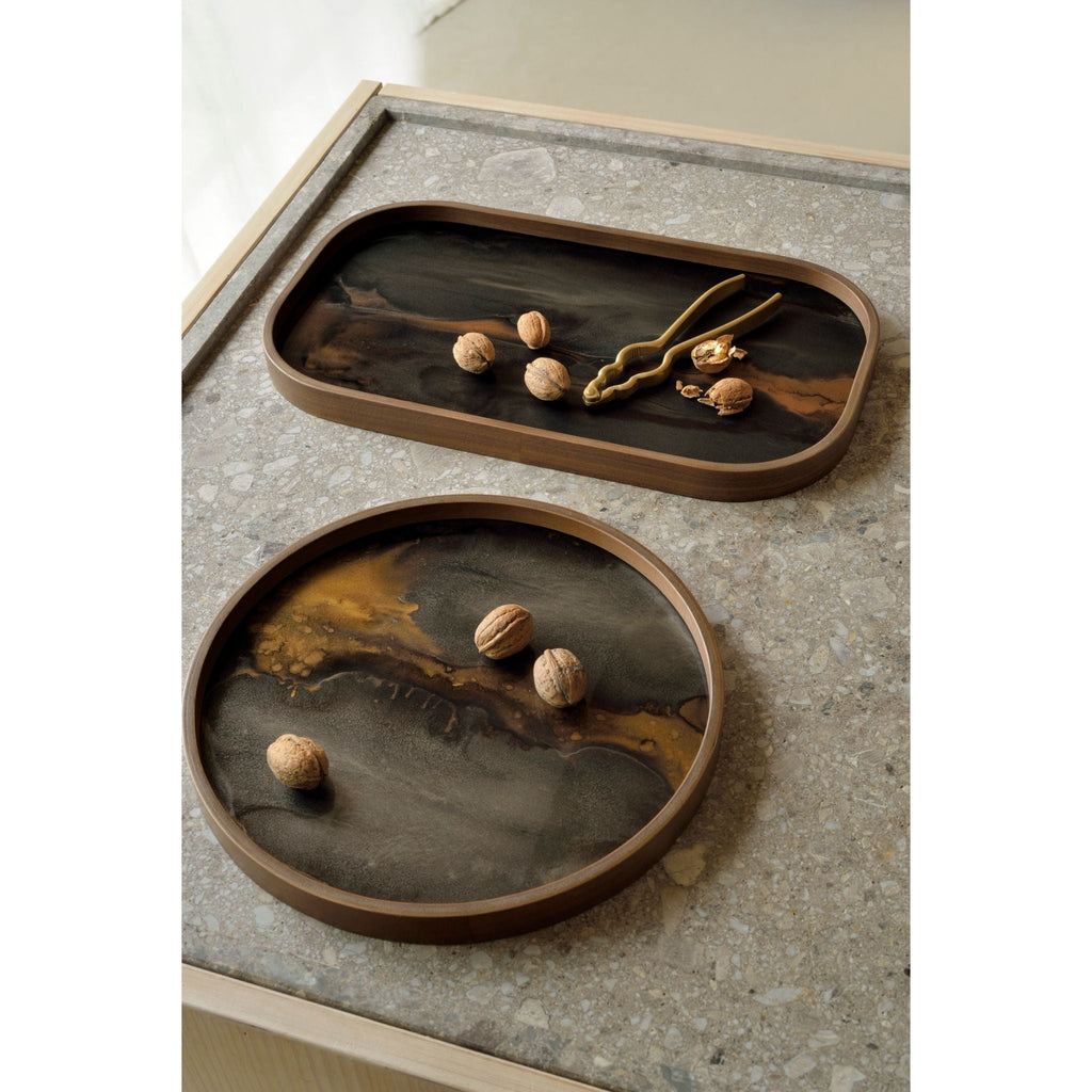 Bronze Organic Glass Round Valet Tray 24'