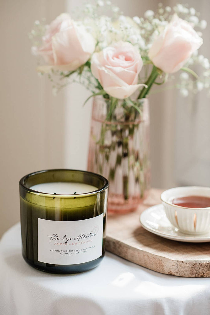 Amber + Driftwood Coconut Apricot Creme Wax Candle - 13oz - Sage InteriorsThe Lys Collective