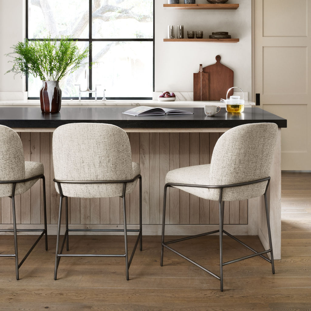 Art Deco Bar + Counter Stool, Lyon Pewter - Sage InteriorsFHTable & Bar Stools