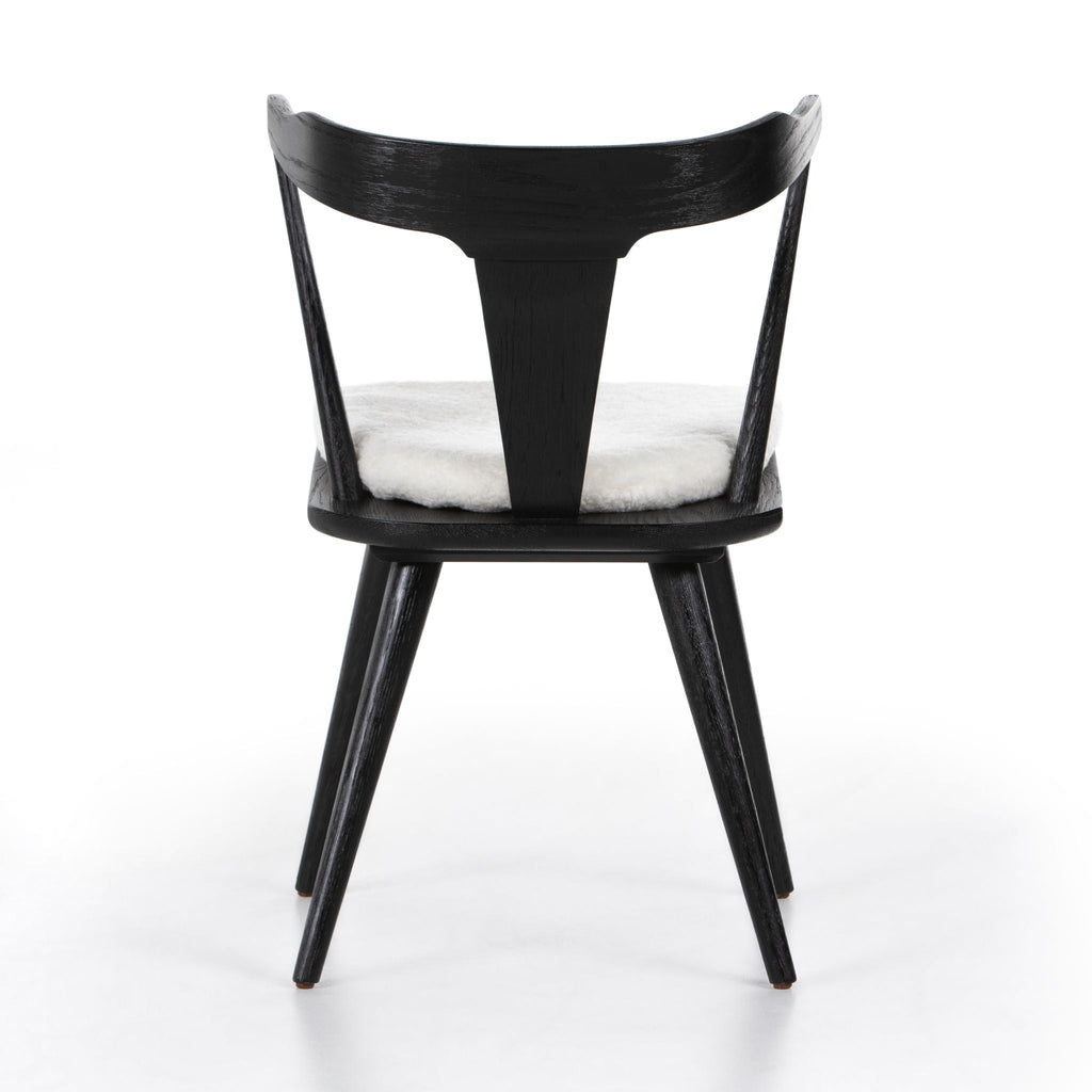 Aster Farmhouse Dining Chair, Black Oak with Sheepskin Cushion - Sage InteriorsFH