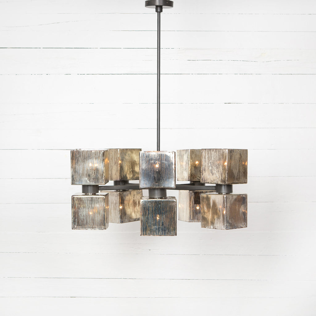 Ava Large Chandelier - Aged Metallic Glass - Sage InteriorsFHChandelier