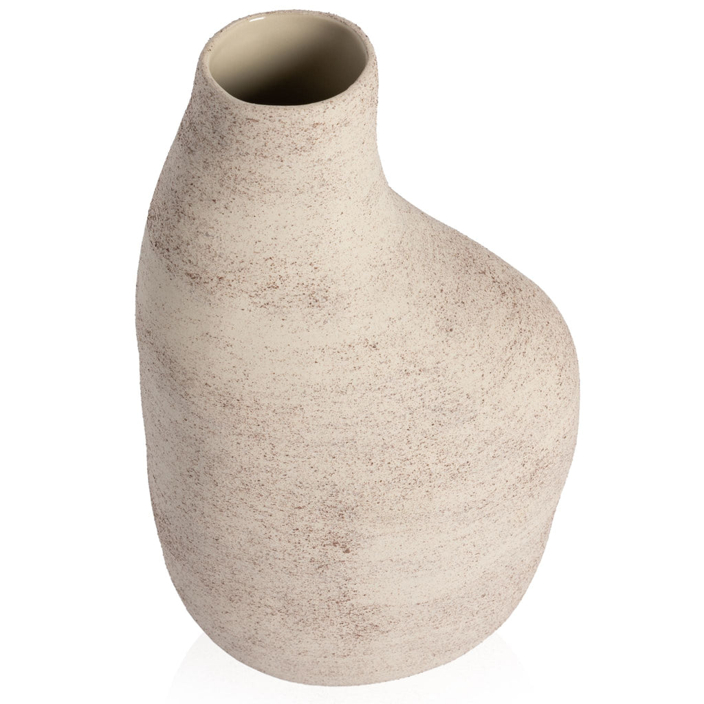 Badan Ceramic Vase, Distressed Creme - Sage InteriorsFHvase