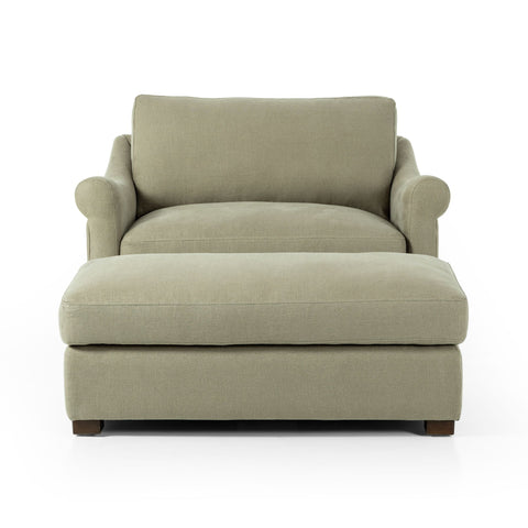 Belgian Linen™ Chair - and - a - Half with Ottoman, Brussels Khaki - Sage InteriorsFHChair & Ottoman