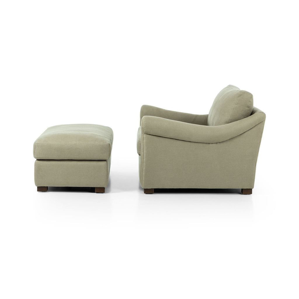 Belgian Linen™ Chair - and - a - Half with Ottoman, Brussels Khaki - Sage InteriorsFHChair & Ottoman