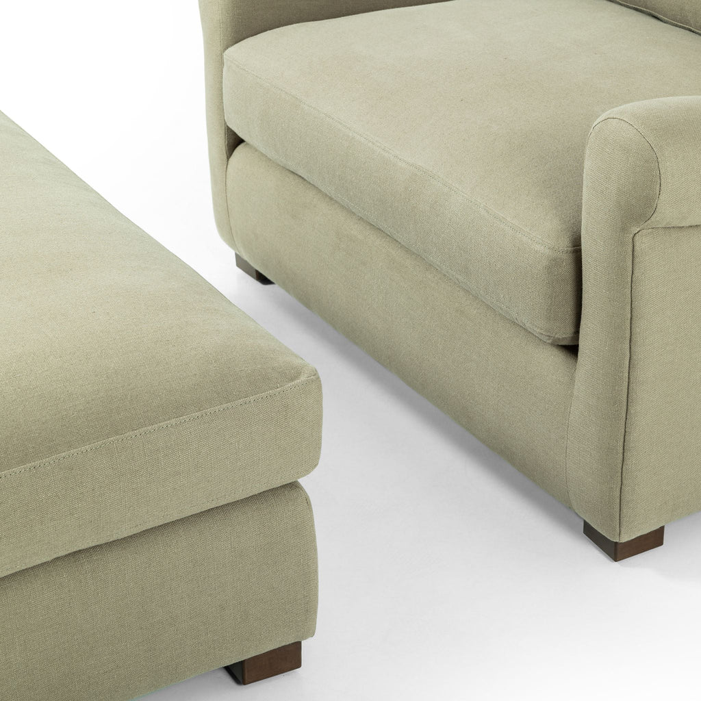 Belgian Linen™ Chair - and - a - Half with Ottoman, Brussels Khaki - Sage InteriorsFHChair & Ottoman