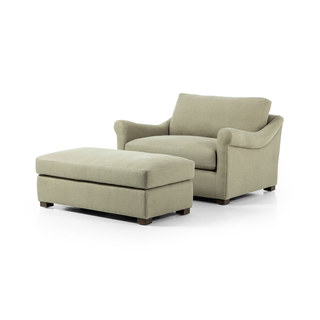 Belgian Linen™ Chair - and - a - Half with Ottoman, Brussels Khaki - Sage InteriorsFHChair & Ottoman