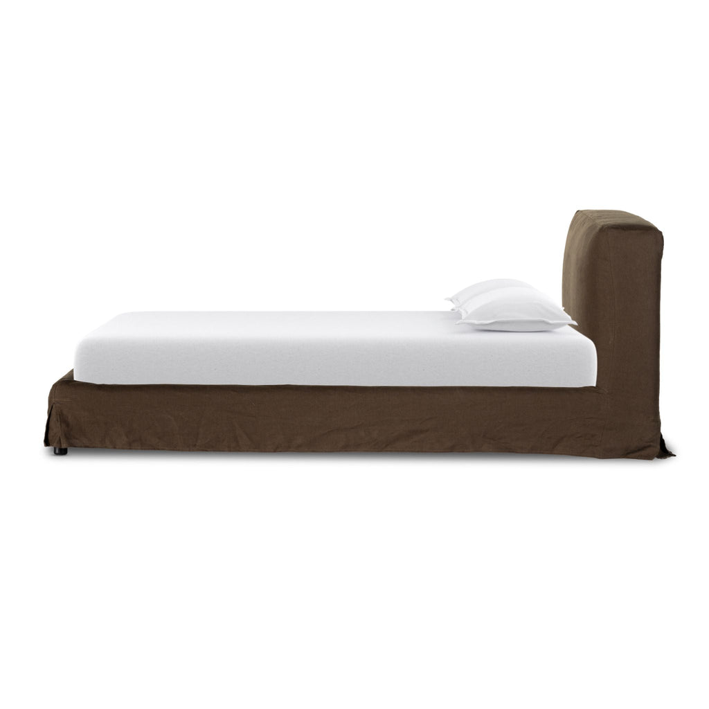 Belgian Linen™ Low Slipcover Bed, Brussels Coffee - Sage InteriorsFHBeds & Bed Frames