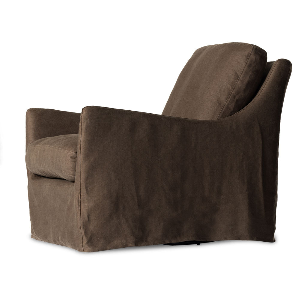 Belgian Linen™ Slipcover Swivel Chair, Brussels Coffee - Sage InteriorsFHAccent Chair