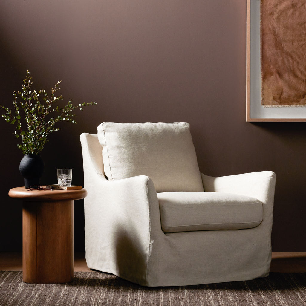 Belgian Linen™ Slipcover Swivel Chair, Brussels Natural - Sage InteriorsFHAccent Chair