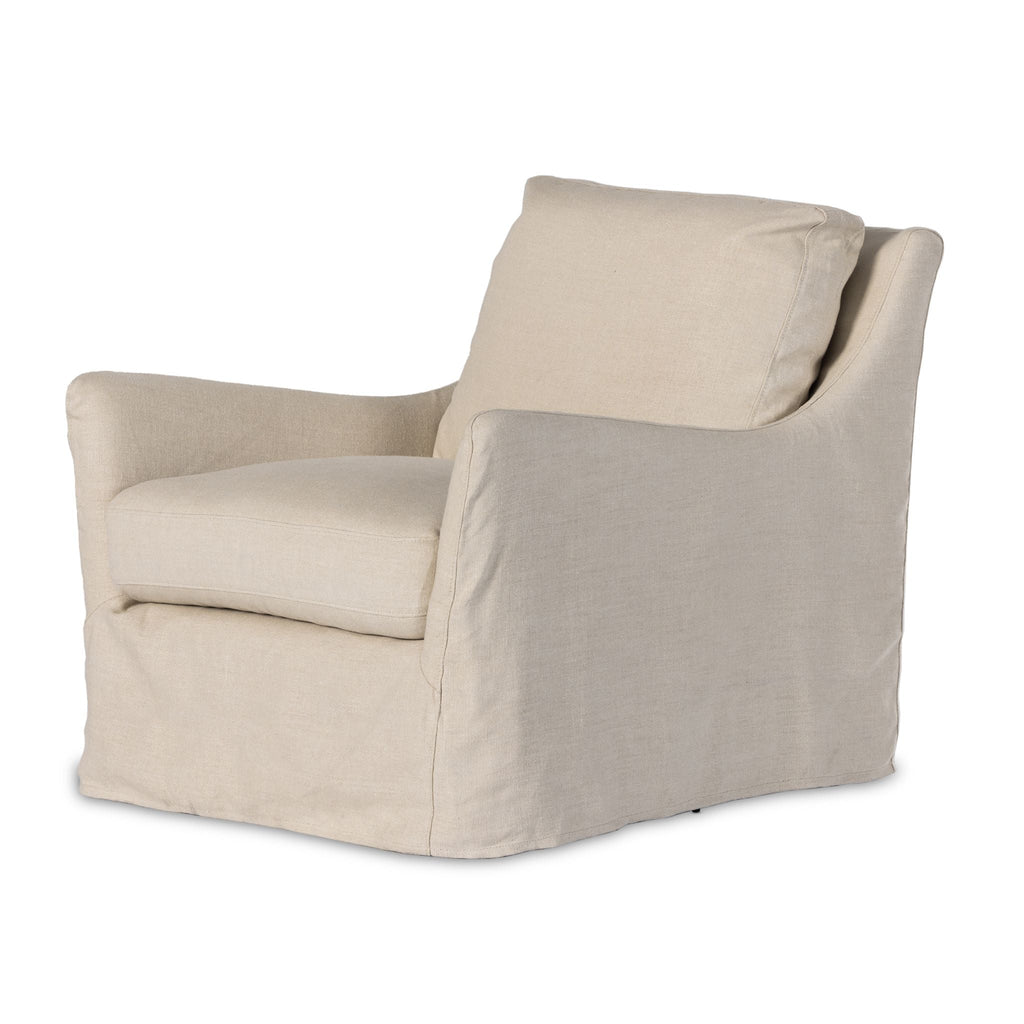 Belgian Linen™ Slipcover Swivel Chair, Brussels Natural - Sage InteriorsFHAccent Chair