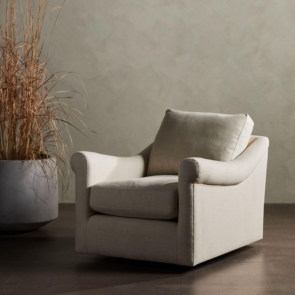 Belgian Linen™ Swivel Chair, Brussels Natural - Sage InteriorsFHAccent Chair