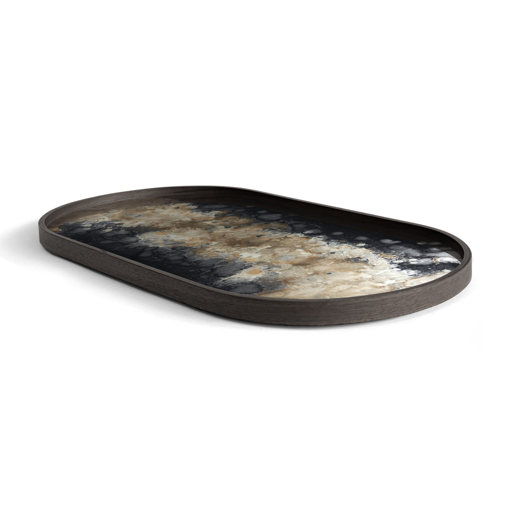 Black Organic Oblong Tray - Sage Interiorsethnicrafttray