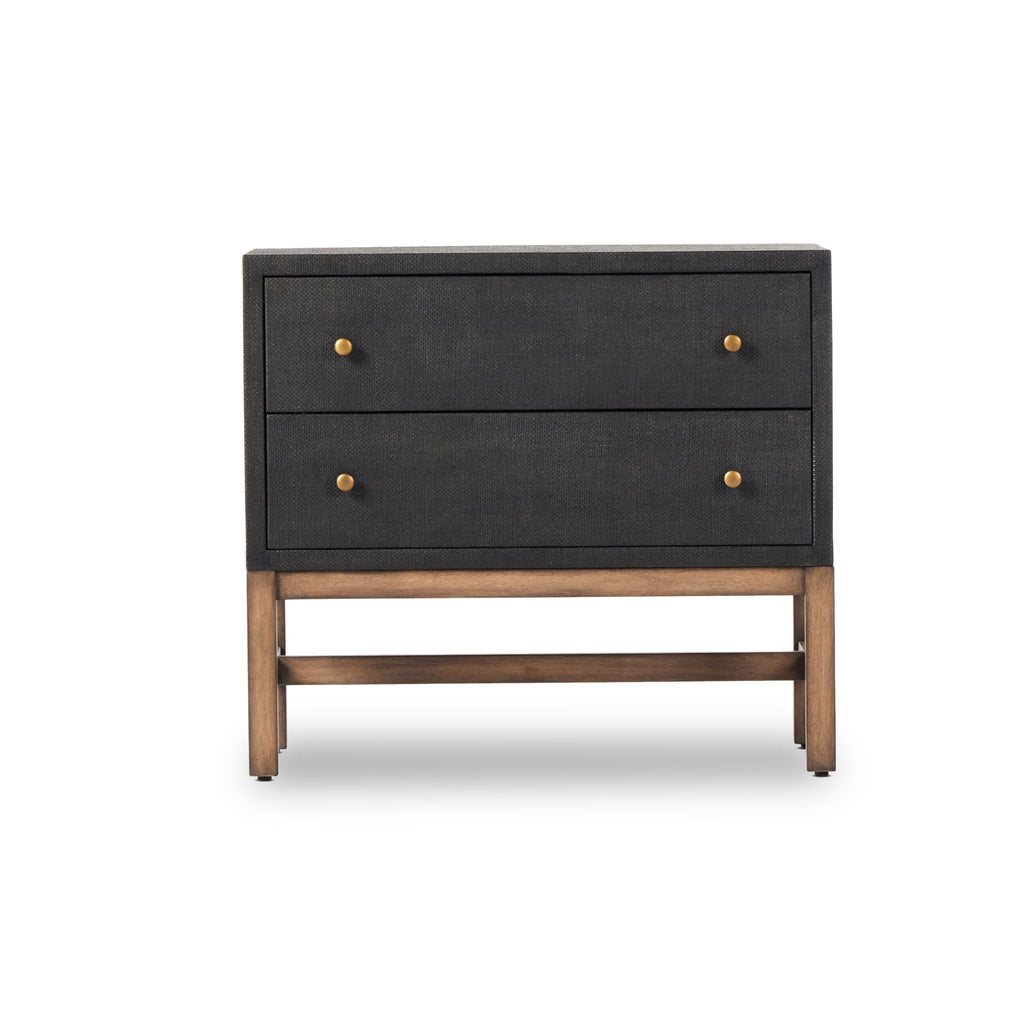 Black Raffia & Mahogany Nightstand - Sage InteriorsFH