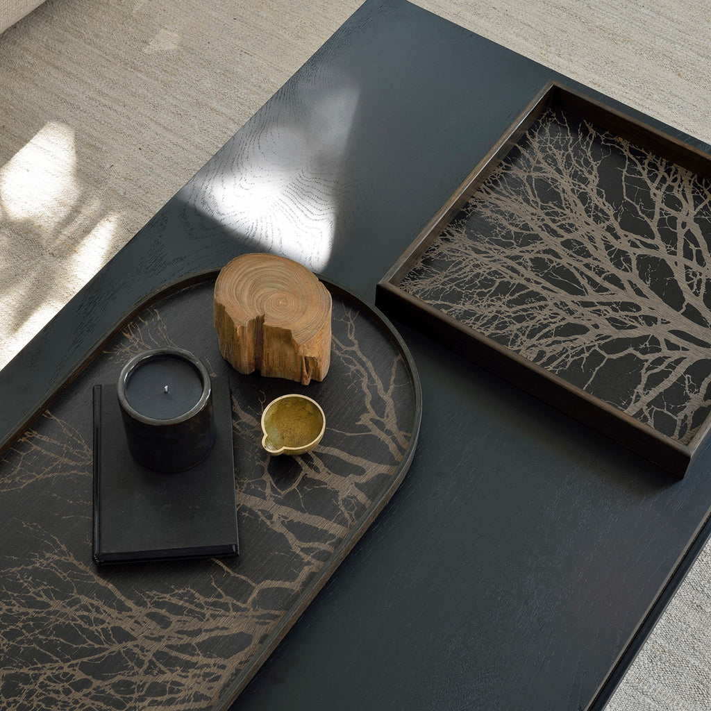 Black Tree Oblong Tray - Sage Interiorsethnicrafttray