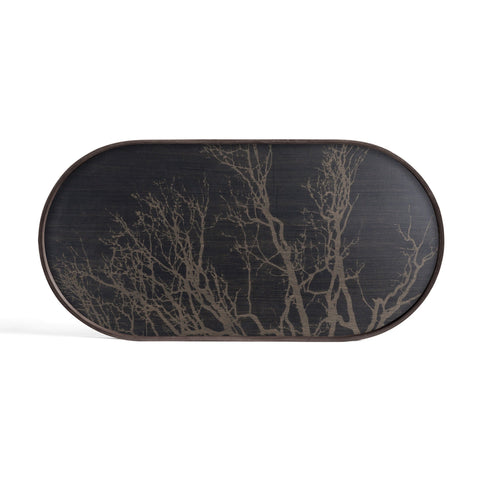 Black Tree Oblong Tray - Sage Interiorsethnicrafttray