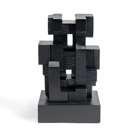 Block Organic Sculpture in Black - Sage InteriorsethnicraftDecor