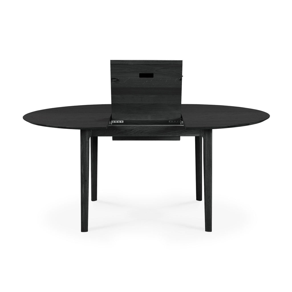 Bok Round Extendable Dining Table, Oak Black - Sage InteriorsEthnicraftDining Table