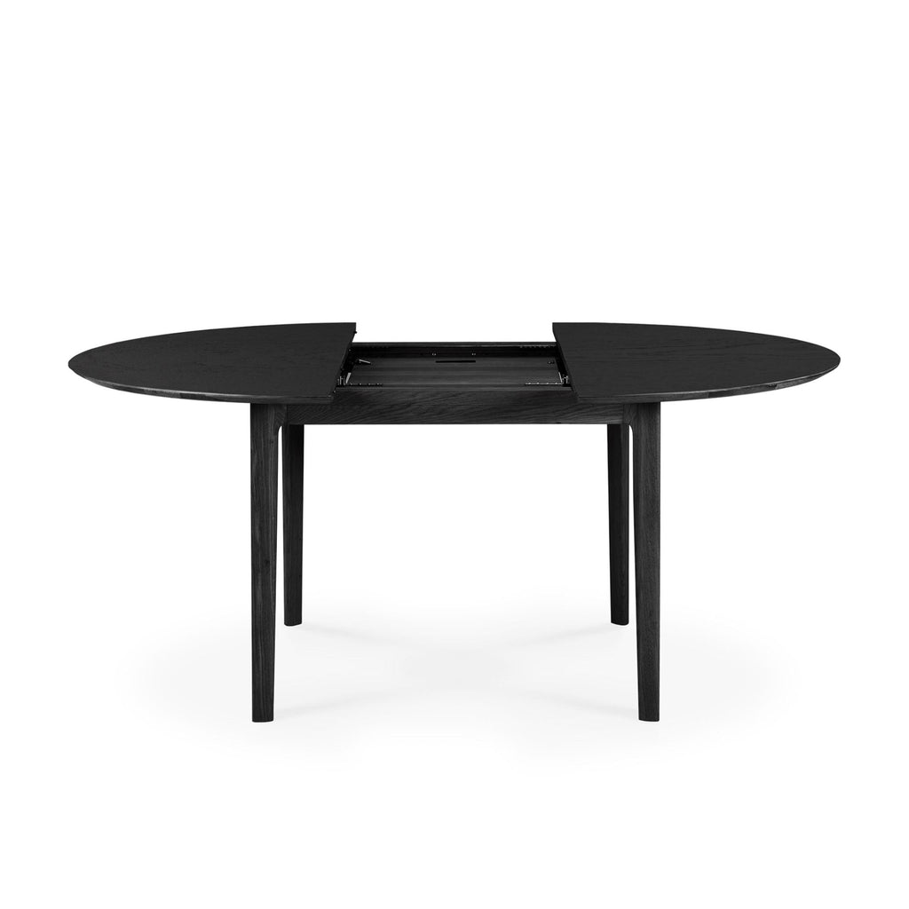 Bok Round Extendable Dining Table, Oak Black - Sage InteriorsEthnicraftDining Table