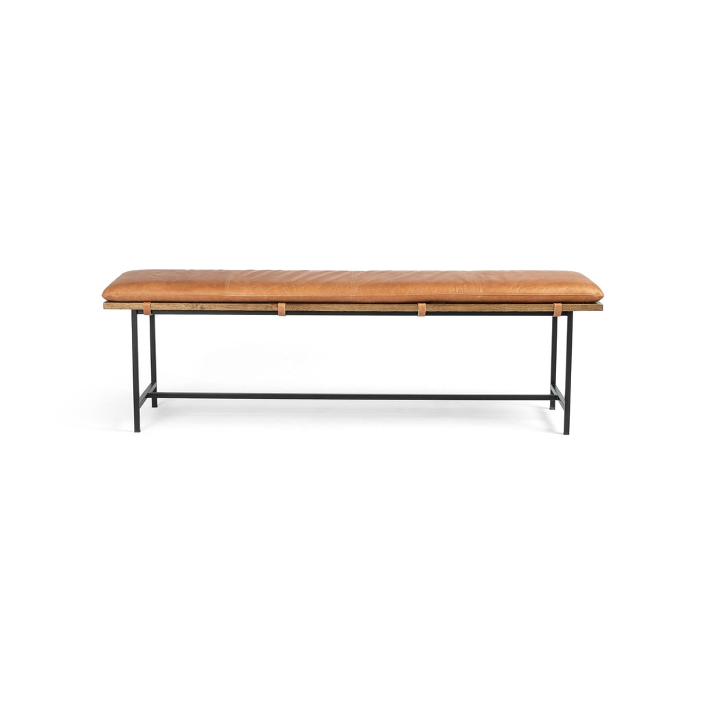 Brandy Leather Bench - Sage InteriorsFH