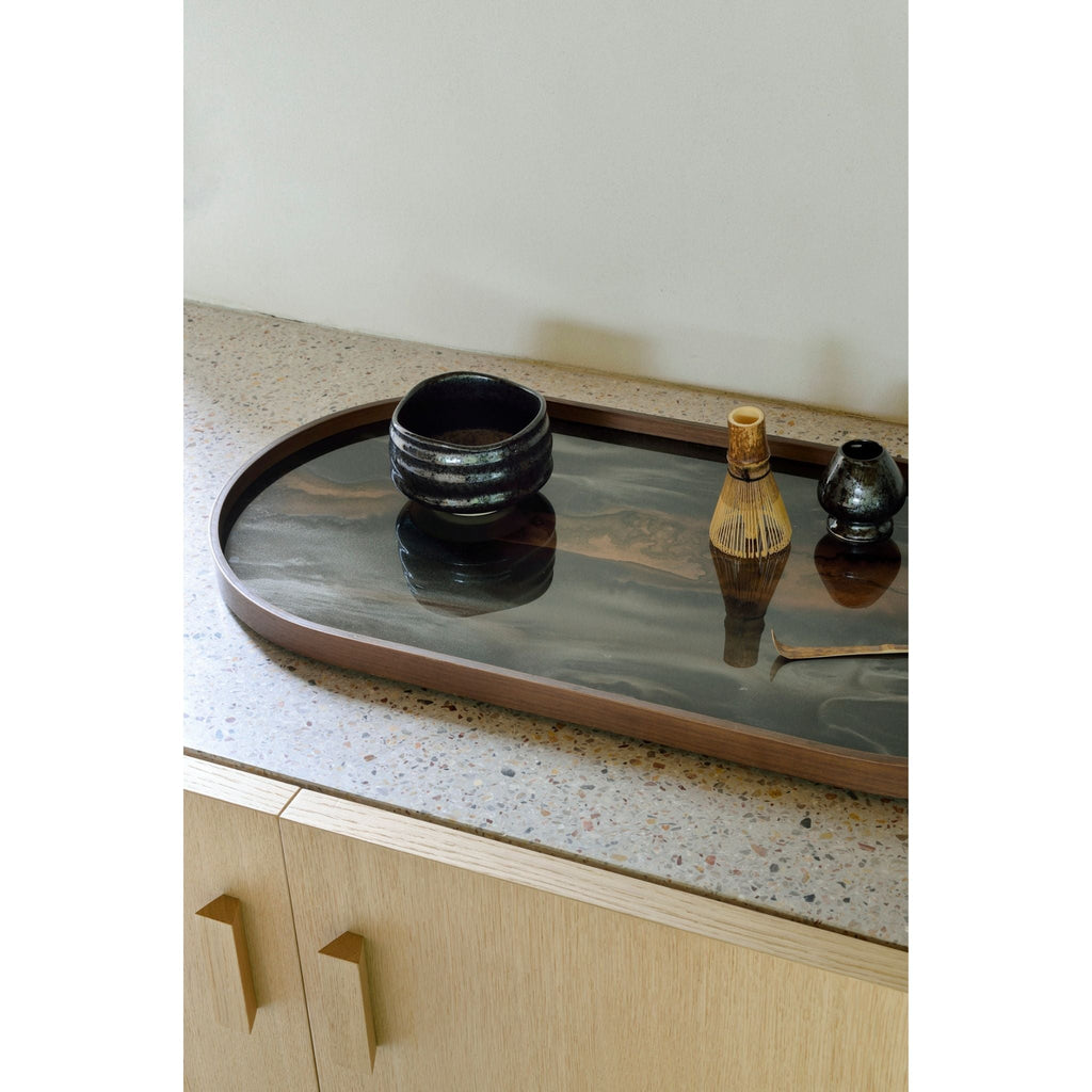 Bronze Organic Glass Oblong Tray - medium - Sage InteriorsNotre Mondetray