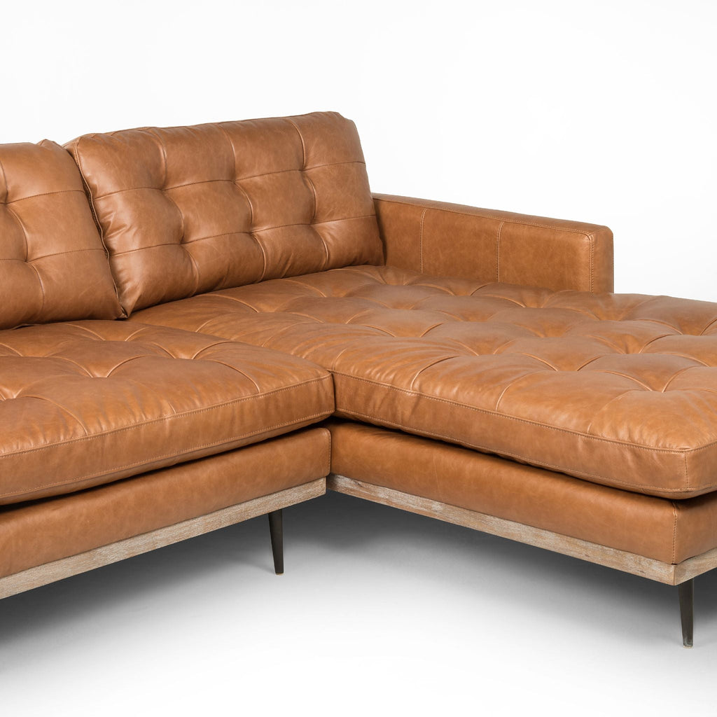 Button Perfection 2 Piece Sectional, Butterscotch Leather - Sage InteriorsFH