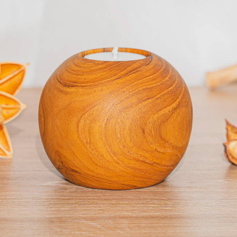 Candle Holder, Handmade Teak Wood, Large - Sage InteriorsRainforest BowlsDecor