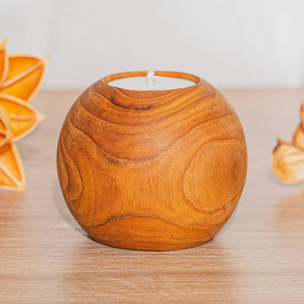 Candle Holder, Handmade Teak Wood, Small - Sage InteriorsRainforest BowlsDecor