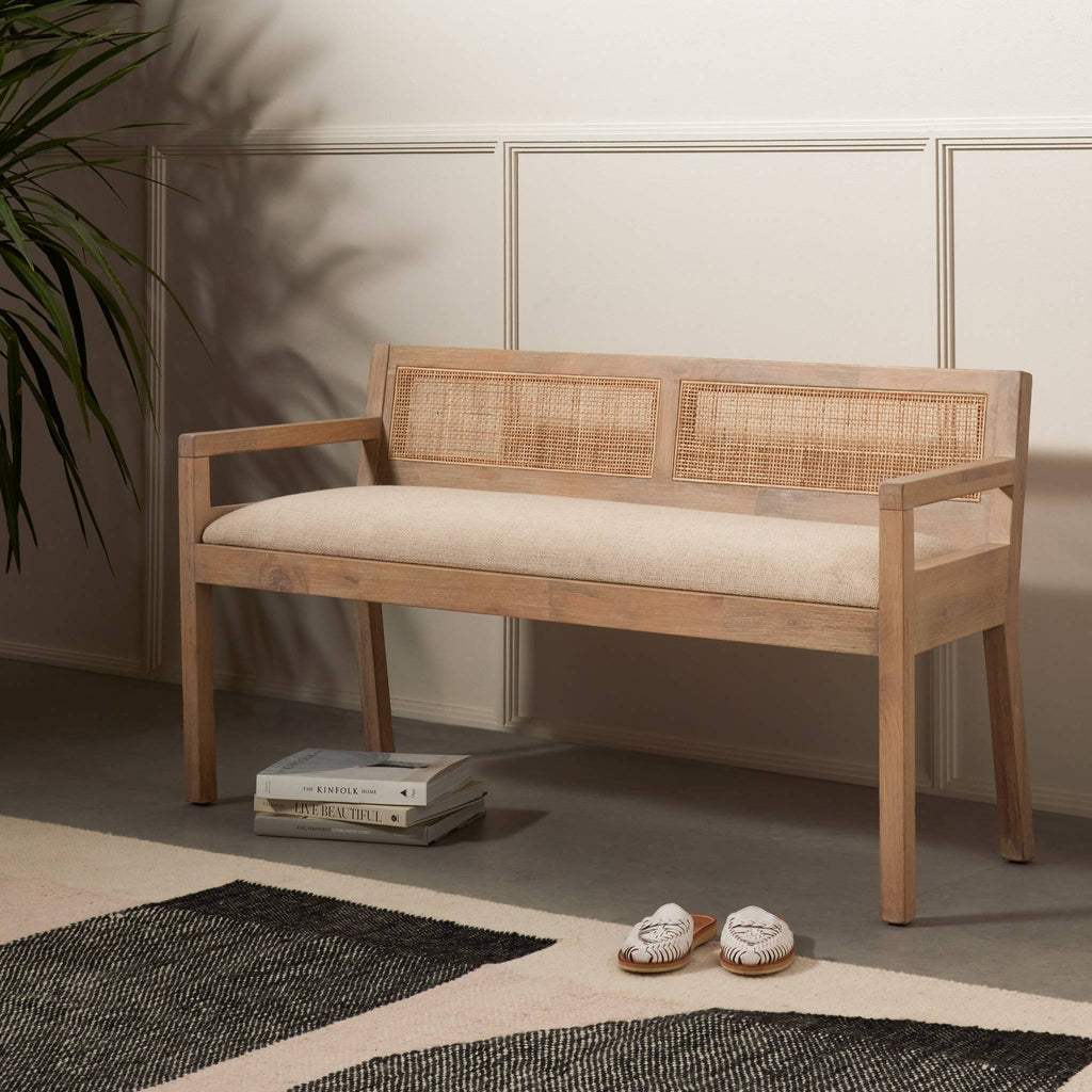 Caned Mango Accent Bench - Sage InteriorsFH