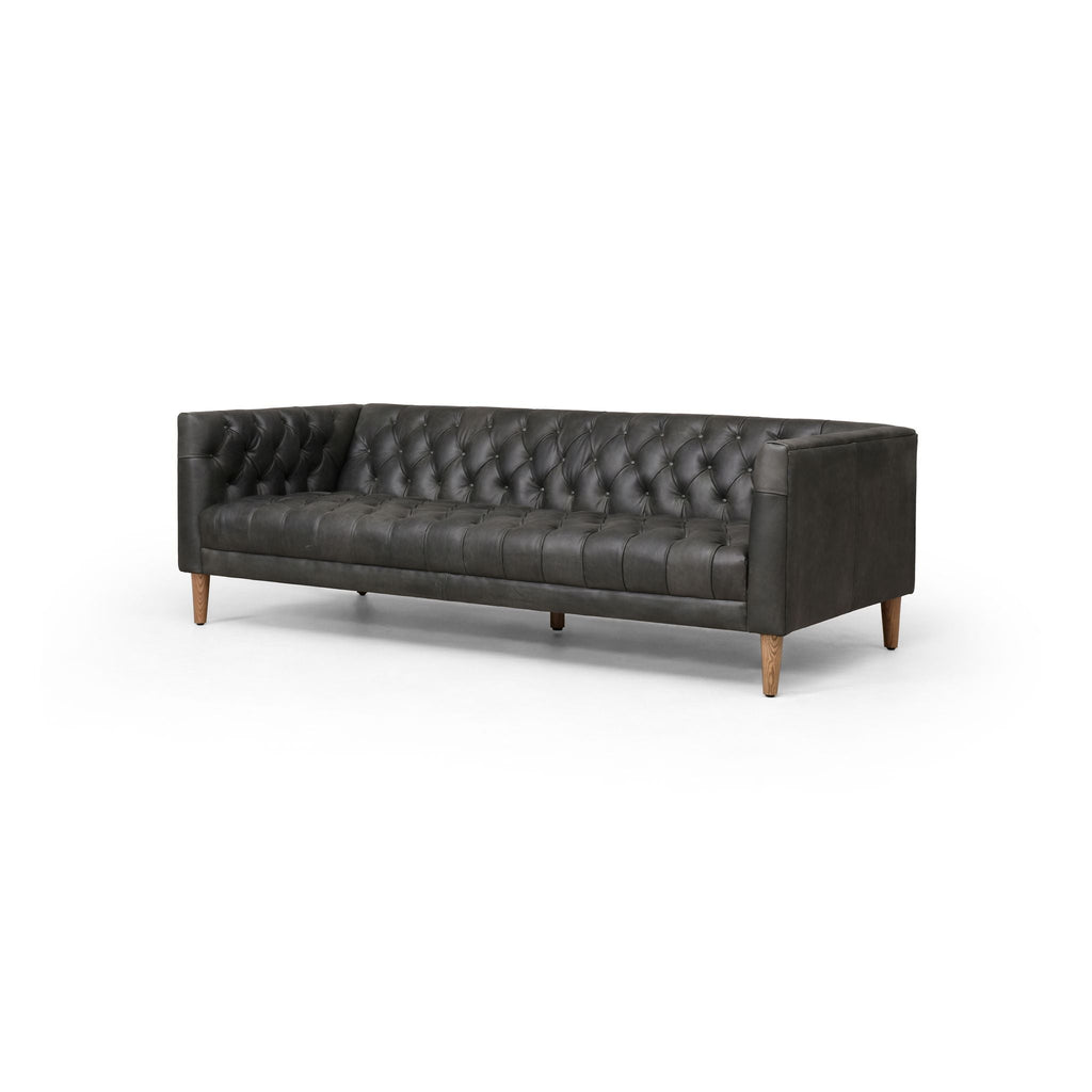 Carnegie Leather Sofa 75", Natural Washed Ebony - Sage InteriorsFH