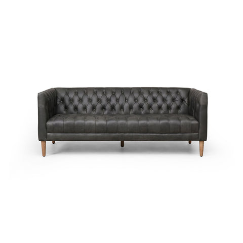 Carnegie Leather Sofa 75", Natural Washed Ebony - Sage InteriorsFH