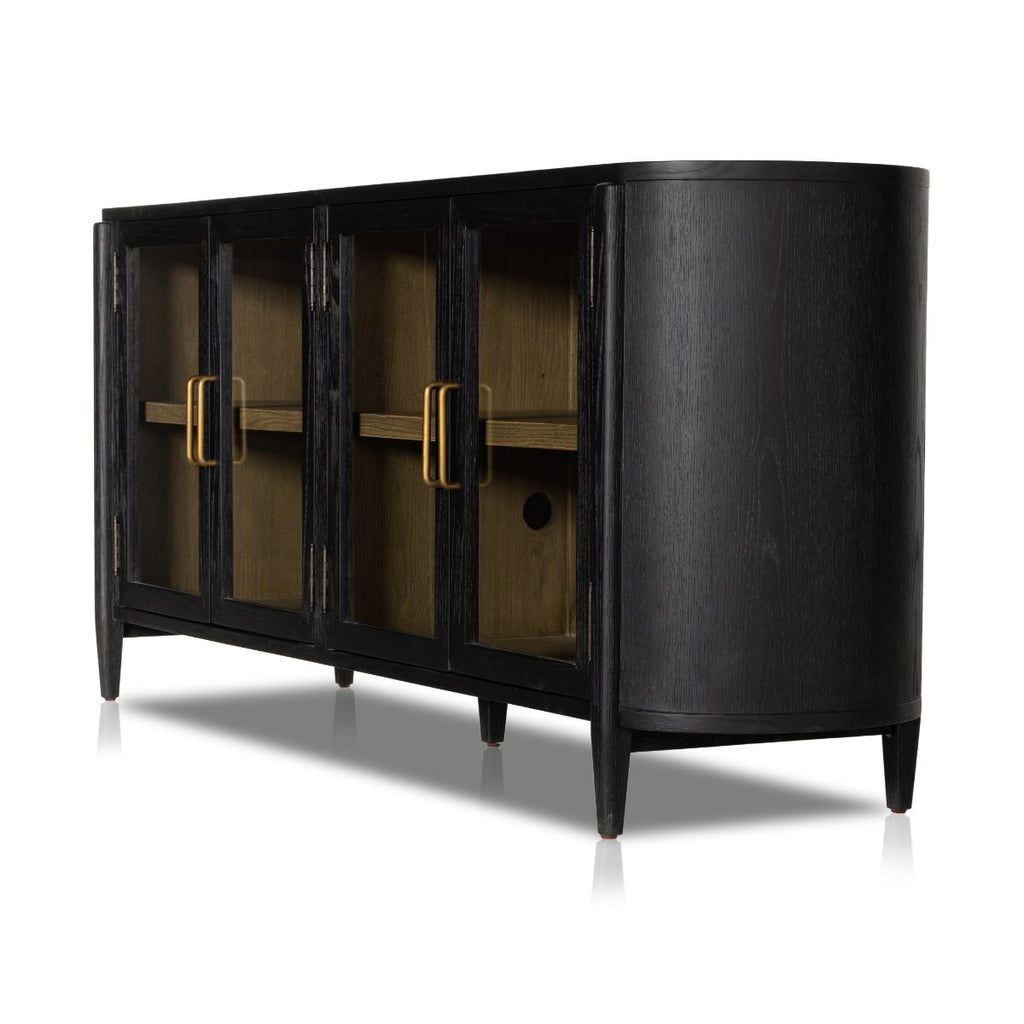 Drifted Oak Rounded Sideboard, Matte Black - Sage InteriorsFHBuffets & Sideboards