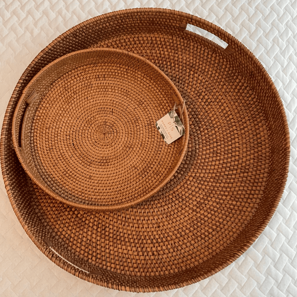 Esme Rattan Tray Large - Sage Interiorspoppy + sage