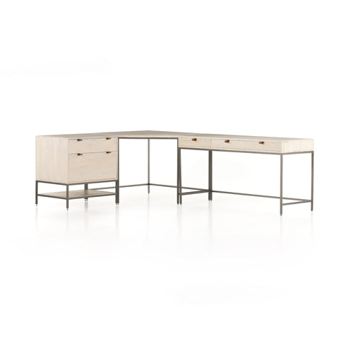 Everett Desk with Corner and Filing Cabinet - Sage InteriorsFH