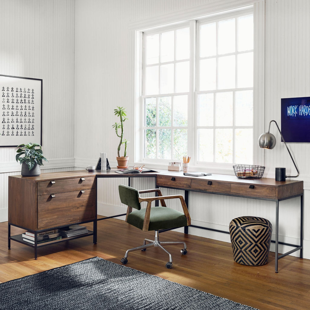 Everett Desk with Corner and Filing Cabinet - Sage InteriorsFH