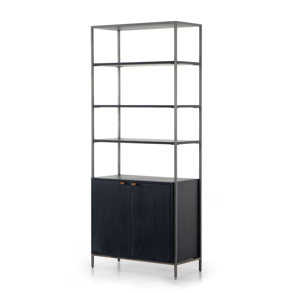 Everett Wide Bookcase, Black Wash - Sage InteriorsFH