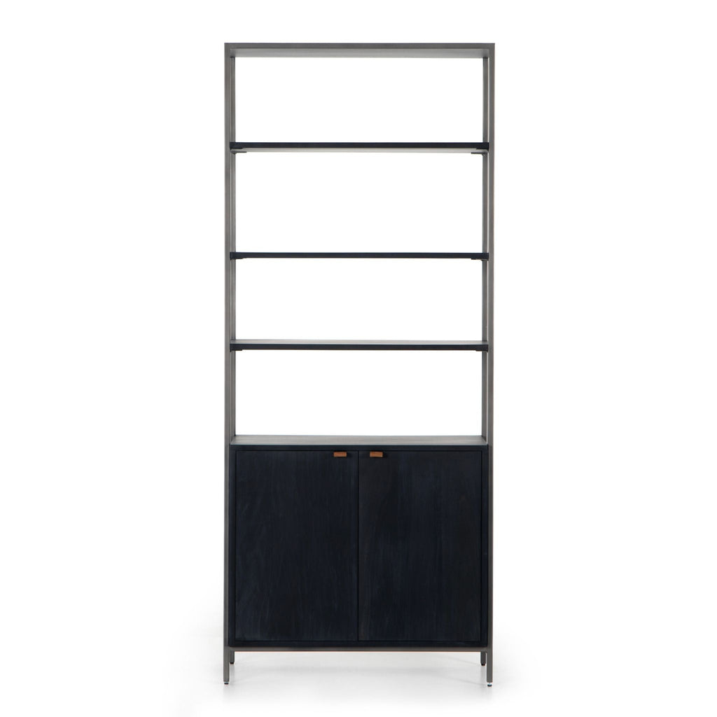 Everett Wide Bookcase, Black Wash - Sage InteriorsFH