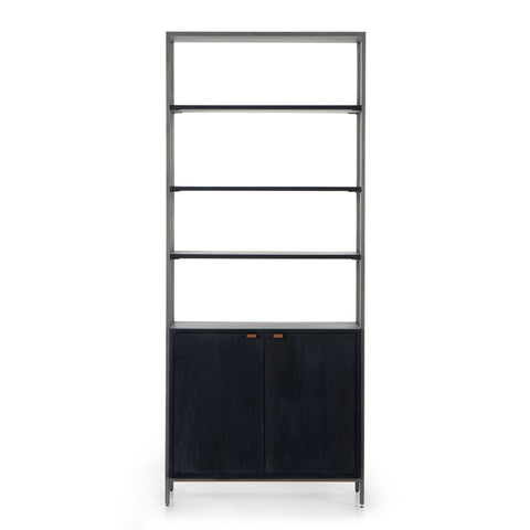 Everett Wide Bookcase, Black Wash - Sage InteriorsFH