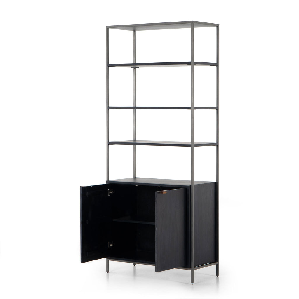 Everett Wide Bookcase, Black Wash - Sage InteriorsFH