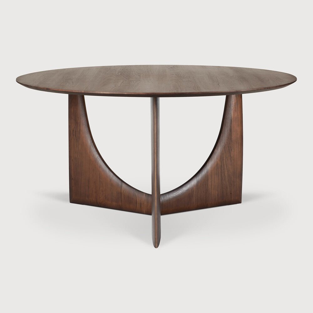 Geometric Dining Table, Round, Teak Brown - Sage InteriorsEthnicraftDining Table