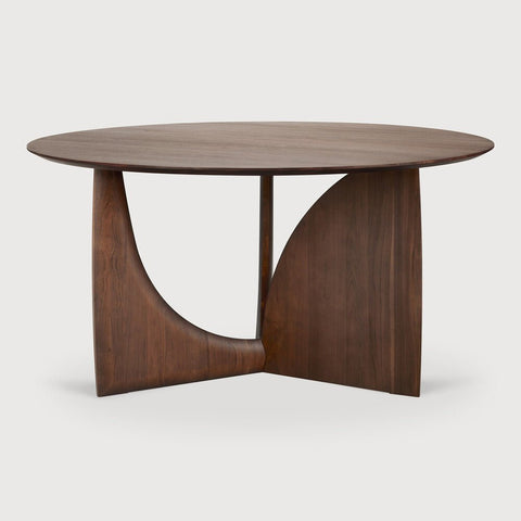 Geometric Dining Table, Round, Teak Brown - Sage InteriorsEthnicraftDining Table