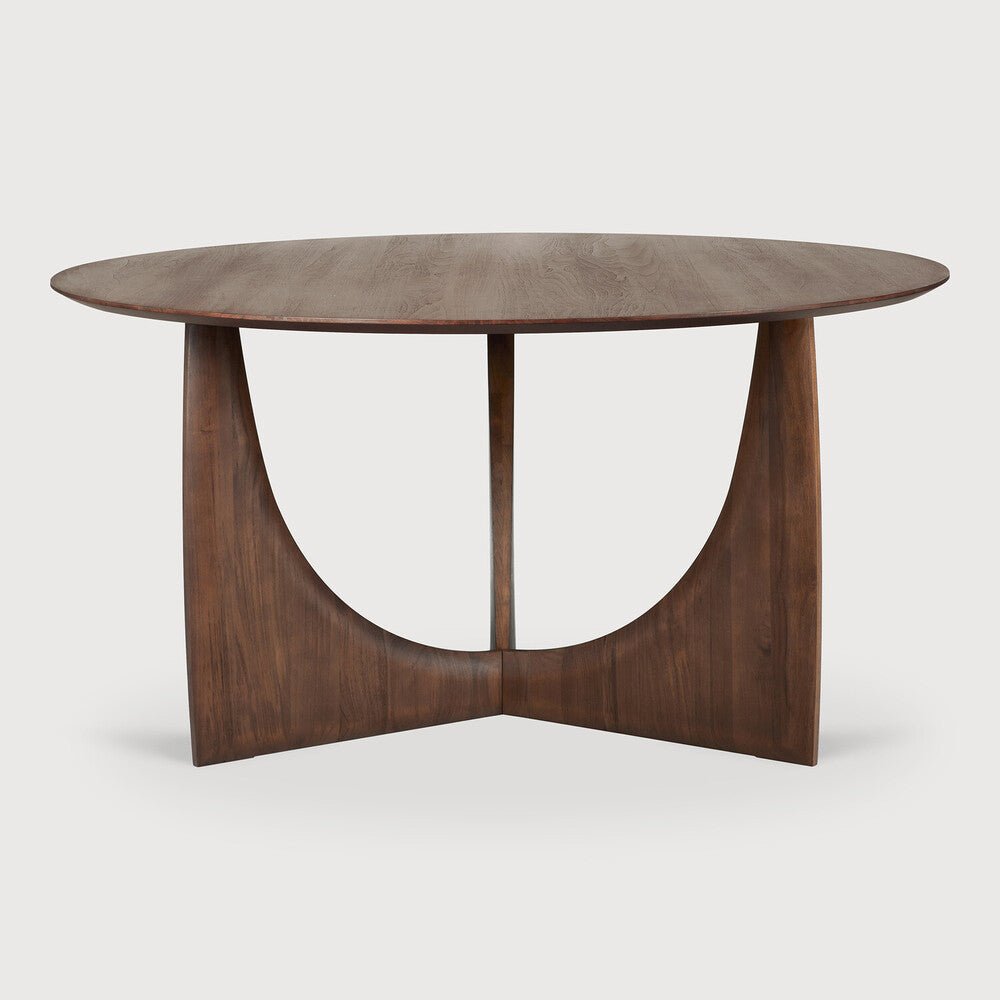 Geometric Dining Table, Round, Teak Brown - Sage InteriorsEthnicraftDining Table